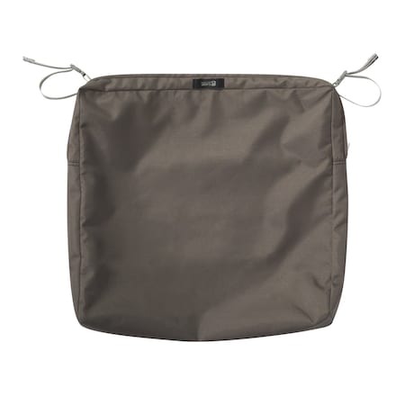 Classic Accessories Ravenna Water-Resistant 21x21x3" Patio Seat Cushion Cover, Dark Taupe 60-424-015101-RT